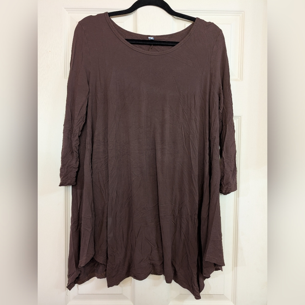 2XL Brown 3/4 Sleeve Top (T03)